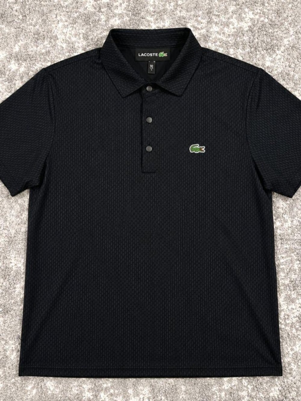 Lacoste Black Textured Performance Polo Shirt THIS IS A REPLICA